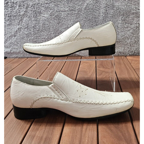 Delli Aldo M-18355 White Etched Cross‎ Square Toe Slip On Loafers MENS 7 UK 6.5 main image 7
